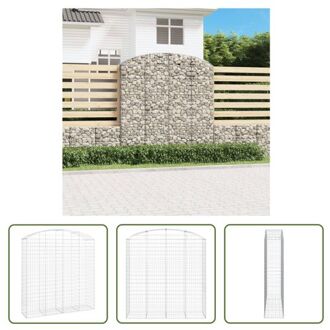 vidaXL Schanskorf Gabion - 200 x 50 x 200/220 cm - geluidsisolerend Zilverkleurig