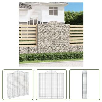 vidaXL schanskorf gabion - 200 x 50 x 200/220 cm - geluidsisolerende tuinbarrière Zilverkleurig