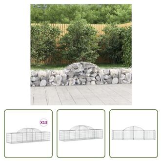 vidaXL Schanskorf Gabion - 200 x 50 x 40/60 cm - Gegalvaniseerd ijzer Zilverkleurig