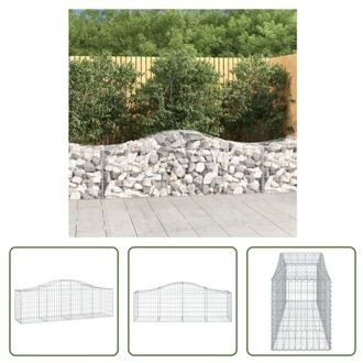 vidaXL Schanskorf Gabion - 200 x 50 x 60/80 cm - Gegalvaniseerd ijzer Zilverkleurig