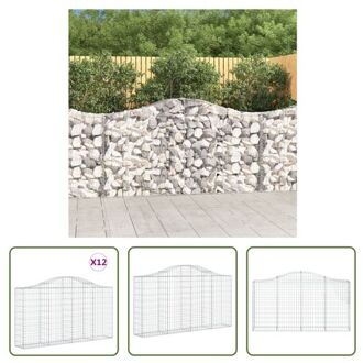 vidaXL Schanskorf Gabion - 200x30x100/120 cm - Gegalvaniseerd IJzer - Decoratieve Tuinbarrière Zilverkleurig