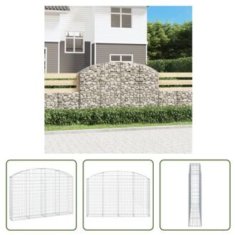 vidaXL Schanskorf - Gabion - 200x30x120/140 cm - Decoratieve Geluidsisolerende Tuinbarrière Zilverkleurig