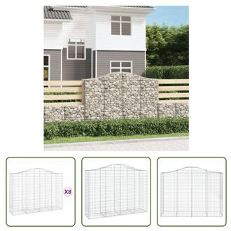 vidaXL Schanskorf Gabion 200x50x140/160 cm - Decoratieve Geluidsisolerende Tuinbarrière Zilverkleurig