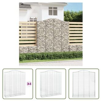 vidaXL Schanskorf Gabion - 200x50x220/240 cm - Decoratieve en geluidsisolerende tuinbarrière Zilverkleurig