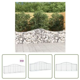 vidaXL schanskorf Gabion 200x50x60/80 cm - decoratieve tuinbarrière Zilverkleurig