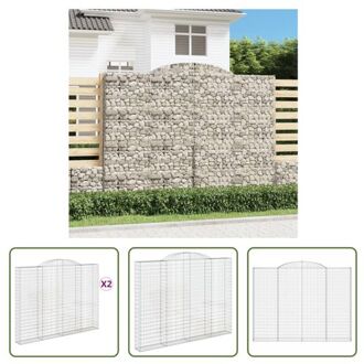 vidaXL Schanskorf Gabion - 300 x 30 x 220/240 cm - Geluidsisolerende Tuinbarrière Zilverkleurig