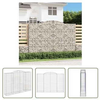 vidaXL Schanskorf Gabion - 300 x 50 x 200/220 cm - Geluidsisolerend - Stabiele constructie - Zilverkleurig