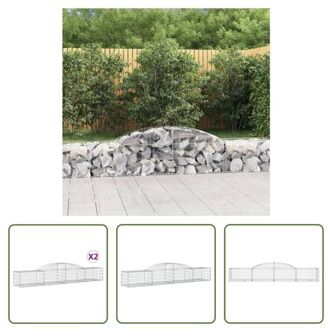 vidaXL Schanskorf Gabion - 300 x 50 x 40/60 cm - Gegalvaniseerd ijzer - Decoratieve tuinbarrières Zilverkleurig