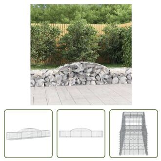 vidaXL Schanskorf Gabion - 300 x 50 x 40/60 cm - Roestbestendig gegalvaniseerd ijzer - Decoratieve Zilverkleurig