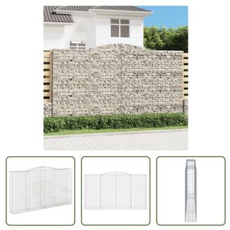 vidaXL Schanskorf Gabion - 400 x 50 x 220/240 cm - Decoratieve Geluidsisolerende Tuinbarrière Zilverkleurig