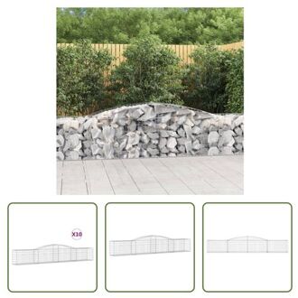 vidaXL Schanskorf Gabion - 400 x 50 x 60/80 cm - Gegalvaniseerd IJzer - 10 stuks Zilverkleurig