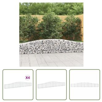 vidaXL Schanskorf Gabion 400x30x40/60 cm - Decoratieve Geluidsisolerende Tuinbarrières - Duurzaam Zilverkleurig