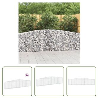 vidaXL Schanskorf Gabion 400x30x80/100cm - Gegalvaniseerd ijzer - Decoratieve en geluidsisolerende Zilverkleurig