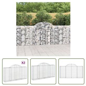 vidaXL Schanskorf Gabion - Decoratieve Geluidsisolerende Tuinbarrière - 200 x 30 x 100/120 cm - Stabiele Zilverkleurig