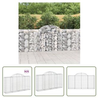 vidaXL Schanskorf - Gabion Muur - 200 x 30 x 100/120 cm - Gegalvaniseerd ijzer Zilverkleurig