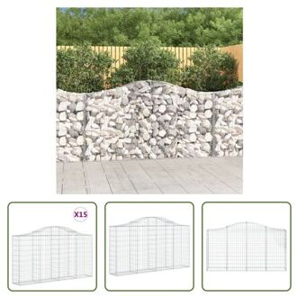 vidaXL Schanskorf - Gabion Muur 200x30x100/120cm - Duurzaam Gegalvaniseerd IJzer Zilverkleurig