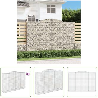 vidaXL Schanskorf - Gabion muur - 300 x 50 x 200/220 cm - 3.5mm draaddiameter Zilverkleurig