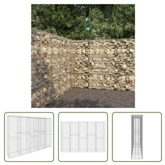 vidaXL Schanskorf Gabion Muur - 300 x 50 x 200 cm - Gegalvaniseerd staal Zilverkleurig