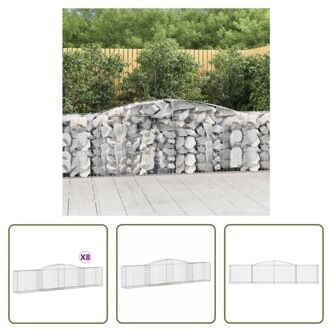 vidaXL Schanskorf Gabion muur - 400 x 50 x 80/100 cm - decoratieve geluidsisolerende tuinbarrière Zilverkleurig