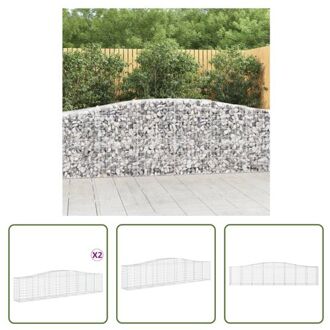 vidaXL Schanskorf Gabion Muur - 400 x 50 x 80/100 cm - Gegalvaniseerd Ijzer Zilverkleurig