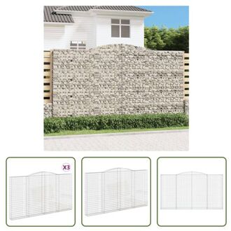 vidaXL Schanskorf - Gabion Muur 400x30x220/240 cm - Gegalvaniseerd ijzer Zilverkleurig