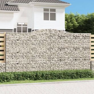vidaXL Schanskorf - Gabion muur - Decoratieve en geluidsisolerende tuinbarrière - 400x50x200/220cm - Zilver Zilverkleurig