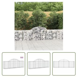 vidaXL Schanskorf - Gabion muur - Decoratieve geluidsisolerende tuinbarrière - 200 x 30 x 60/80 cm - Zilver - Zilverkleurig