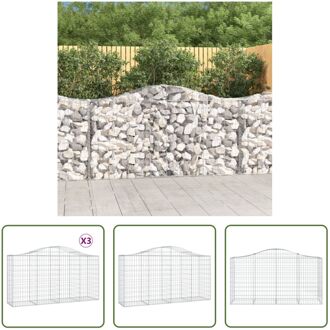 vidaXL Schanskorf - Gabion Muur - Decoratieve Geluidsisolerende Tuinbarrière - 200 x 50 x 100/120 cm - Zilverkleurig