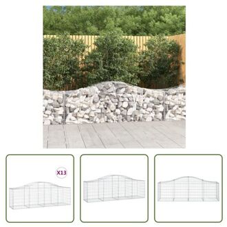 vidaXL Schanskorf - Gabion Tuinbarrière 200x50x60/80cm Zilver Zilverkleurig