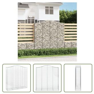 vidaXL Schanskorf Gabion Wand 200 x 50 x 200/220 cm - Roestbestendig gegalvaniseerd ijzer - 3.5 mm draad Zilverkleurig