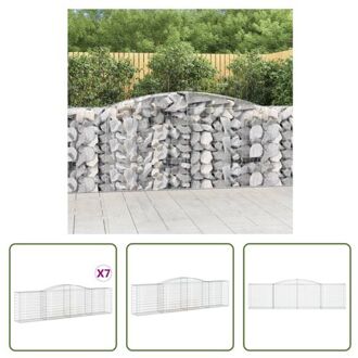 vidaXL Schanskorf Gabionen - 400 x 50 x 100/120 cm - Gegalvaniseerd IJzer - Decoratieve Tuinbarrières Zilverkleurig