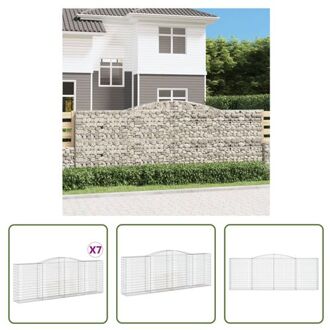 vidaXL Schanskorf Gegalvaniseerd IJzer - 400 x 50 x 140/160 cm - Decoratieve Tuinbarrière Zilverkleurig