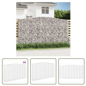 vidaXL Schanskorf Gegalvaniseerd IJzer - 400 x 50 x 220/240 cm - Decoratieve Tuinbarrière Zilverkleurig