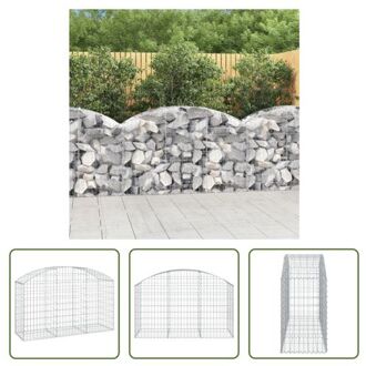 vidaXL Schanskorf - Tuinbarrière - 150 x 50 x 80/100 cm - Gegalvaniseerd ijzer Zilverkleurig