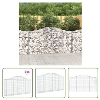 vidaXL Schanskorf - Tuinbarrière - 200 x 30 x 100/120 cm - Gegalvaniseerd ijzer Zilverkleurig