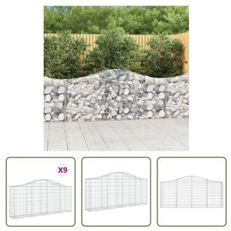 vidaXL Schanskorf - Tuinbarrière - 200x30x80/100 cm - Gegalvaniseerd ijzer Zilverkleurig