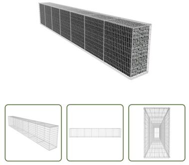 vidaXL Schanskorf Wand - 600 x 50 x 100 cm - RVS - Weerbestendig Galv - 10x5 / 10x10 cm Gaas - 3.5mm Diameter Zilverkleurig