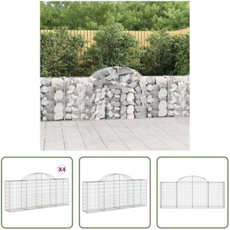 vidaXL Schanskorfset - 200 x 30 x 80/100 cm - Gegalvaniseerd ijzer - Decoratieve tuinbarrières Zilverkleurig