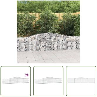 vidaXL Schanskorven - 400x30x60/80cm - Gegalvaniseerd IJzer - Decoratieve Tuinbarrière Zilverkleurig