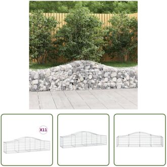 vidaXL Schanskorven - Decoratieve - Geluidsisolerende Tuinbarrières - 200 x 50 x 40/60 cm - Gegalvaniseerd Zilverkleurig