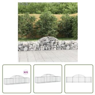 vidaXL Schanskorven - Decoratieve Geluidsisolerende Tuinbarrières - 200 x 50 x 40/60 cm - Zilver - Zilverkleurig