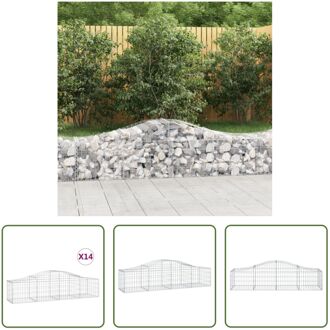 vidaXL Schanskorven - Decoratieve geluidsisolerende tuinbarrières - 200x50x40/60cm - Gegalvaniseerd ijzer Zilverkleurig