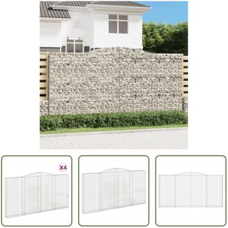 vidaXL Schanskorven Decoratieve Tuinbarrière - 400x30x200/220 cm - Gegalvaniseerd IJzer Zilverkleurig