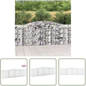 vidaXL Schanskorven Decoratieve Tuinbarrière - 400x50x100/120 cm - Gegalvaniseerd IJzer Zilverkleurig