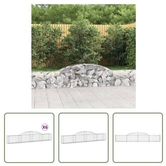 vidaXL Schanskorven Decoratieve Tuinbarrières - 300x30x40/60cm - Gegalvaniseerd IJzer Zilverkleurig