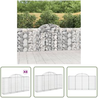 vidaXL Schanskorven - Tuinbarrière van roestbestendig gegalvaniseerd ijzer - 200 x 30 x 100/120 cm - Stenen Zilverkleurig