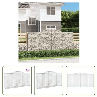 vidaXL Schanskorven - Tuinbarrières - 300x50x140/160cm - Roestbestendig - Decoratief Zilverkleurig