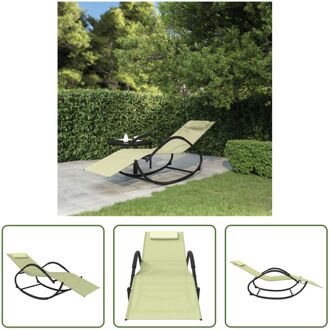 vidaXL Schommelend Ligbed - Tuinbed - 158 x 60 x 77 cm - Roestbestendig Staal - Ademende Mesh Stof Crème