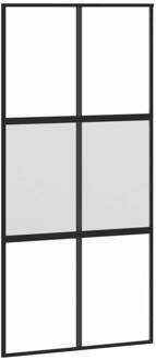 vidaXL Schuifdeur 102,5x205 cm gehard glas en aluminium zwart