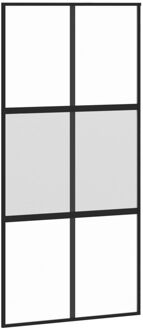 vidaXL Schuifdeur 102,5x205 cm gehard glas en aluminium zwart